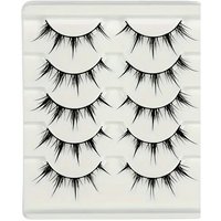 5 Pairs of Anime-Style False Eyelashes, Dramatic Demon-Style Cartoon False Eyelashes D-Curve, Reusable