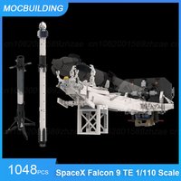 MOC Building Blocks SpaceX Falcon 9 Transporter Erector (TE) or Crew Dragon or Sooty Booster 1/110 Scale Assemble Bricks Toys