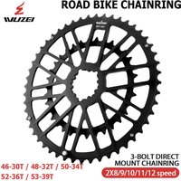 AliExpress WUZEI Road Bike Chainring 3 Bolts Direct Mount Sprocket 2x8/9/10/11/12 Speed Bicycle Chainwheel 46/30T Integrated Crown 2 Speed