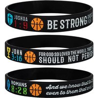1pc/3pcs Christian Bible Verse Basketball John 316 Joshua 19 Romans 828 rubber bracelet silicone wristband