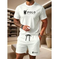 Sports Style Men's Summer Breathable Sportswear Short Sleeved T-shirt+shorts, Lightweight and Comfortable Casual 2-piece Set