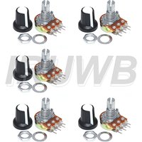 5 Sets WH148 15mm 3 Pin Linear Taper Rotary Potentiometer Resistor for Arduino with AG2 White cap 1K 10K 20K 50K 100K 500K Ohm