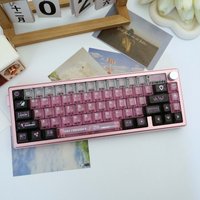 Pink Mecha 127 Keys PC Translucent UV Keycaps, Cherry Profile MX Compatible for 61/64/68/87/96/104/108 Keyboard