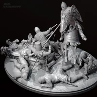 38 mm 50 mm Harzmodell farblos und selbstmontiert (3D-Druck) Mittelalterlicher Soldat TD-6293/3D