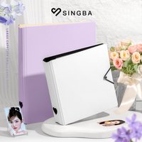 SINGBA Wytrzymały segregator na karty A5 / A4 z dużymi D-ringami 45 mm, album na zdjęcia i karty z serduszkami po bokach i gumką do kolekcjonowania K-pop.