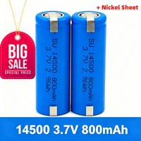 Original AA14500 New Battery 3.7V 800mAh Rechargeable Lithium Battery with Welding for Flashlight Toys Mouse Electric Toothbrush