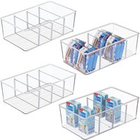 New 4 Grids Kitchen Drawer Box Clear Large Capacity Fridge Storage Box Removable Dividers Food Storage Bin Kitchen Organizer