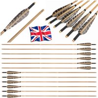 Traditional Bamboo Arrows 33 Inch 8mm Shaft 5 Inch Natural Feather Archery Accessory Fit Recurve Bow Longbow Ideal for Casual Outdoor Target Shooting and Beginner Archery Practice Gear