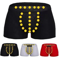 Men Boxers Sweat Absorption U Convex Magnetic Physiological Underwear Massage Solid Color Plus Size Men Underpants Inner Wear