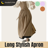 Fashionable Long Apron for Women, Suitable for Work and Home Use, with Pocket Design, Waterproof and Oil-Resistant Fabric, Adjustable Length