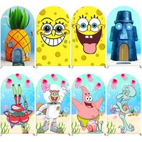 SpongeBob Arch Backdrop Cover Patrick Star Cartoon Pineapple House Kids Birthday Baby Shower Decoration Photography Background