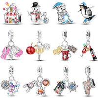 New 925 Silver Color Snowman Wool Penguin Winter Series Charms Bead Fit Pandora 925 Original Bracelets DIY Birthday Jewelry Gift