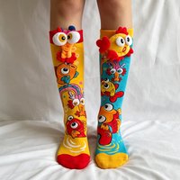 1 Pair Cute 3D Animal Pattern Calf Socks, Unisex Boys Girls Big Kids Socks, Soft Stretchy Cartoon Socks Kids Daily Outdoor Wear