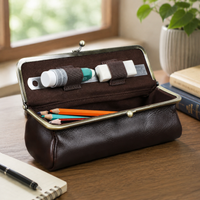 Handmade Vintage Genuine Leather Pencil Case – Retro Storage Box for Office, School & Stationery Organization, Ideal Gift