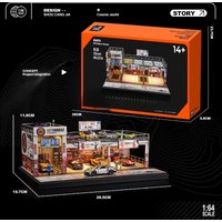 Simulation American-style Automobile Garage Scene of 1/64 Scale Car Model Storage Parking Lot with Light Display Stand Ornament
