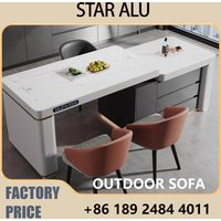 Smart Elevating Island Dining Table with 150-244cm Extendable Length, Voice Control, Sintered Stone Top for Modern Kitchens
