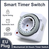 24 Hours Mechanical Timer Smart Countdown Auto Power-off Socket EU Plug For Indoor Use