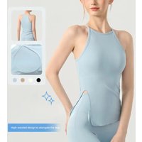 Naked Yoga Vest for Women with Slits and Chest Pads for Fitness and Sports Yoga Wear Sleeveless Gym Pilates Tops for Summer