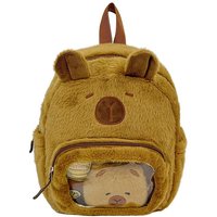 New Capybara Plush Double Shoulder Bag - Cute and Versatile, Cute Cartoon Guinea Pig Student Backpack with Storage Compartment
