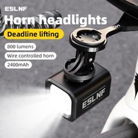 ESLNF 800 Lumen Fahrrad-Scheinwerfer mit Hupe, 2400mAh LED-Frontlicht, wiederaufladbar, wasserdicht, Fahrradlampe, Fahrradzubehör