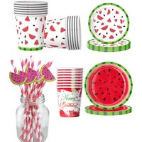 Watermelon Tableware Kids Birthday Party Paper Plates Napkins Straws Cups Decorations Summer Watermelon Themed Parties Supplies