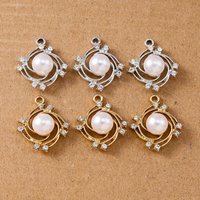 10pcs 25*21mm Crystal Pearl Charms Pendants for Jewelry Making Earrings Bracelet Necklace DIY Handmade Accessories Supplies
