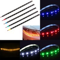30CM Car Ambient Decorative LED Strip Light Auto DRL Styling Flexible Atmosphere Lights 12V 15 SMD White/Red/Yellow/Bule/Green