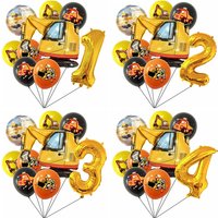 Construction Tractor Theme Excavator Inflatable Balloons Truck Vehicle Banners Baby Shower Kids Boys Birthday Party Supplies
