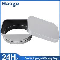 Haoge Square Metal Lens Hood for Fujifilm X100VI Fuji X100V X100F X100T with 49mm UV Filter Adapter Ring & Metal Cap Silver