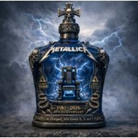 Metallica 45th Anniversary Limited Edition Whiskey Decanter - Rock Band Collectible Glass Bottle with Skull Cross Decor Gift