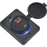 QC3.0+18WPD Car Charger Dual USB Adapter Round shape Waterproof Soacket Power Adapter Switch for Car Truck Boat ATV RV