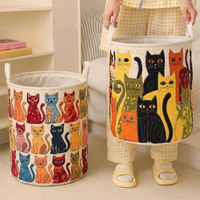 Fashion Boho Quilted Laundry Basket 14×18in Floral Fabric Clothes Storage Bucket Soft with Handles Storage Basket For Clothe &