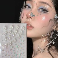 1/6pcs Colorful Butterfly Crystal Patch 3D Face Paste Stage Makeup Acrylic Diamond Stickers Face Jewelry Mermaid Pearl Tattoo