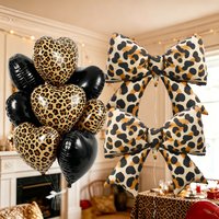 10Pcs Leopard Print Bow Balloon Set Leopard Birthday Party Decoration Wild Theme Party Baby Shower Bachelorette Party Supplies