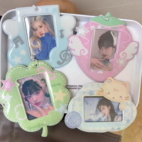 INS Fashion Lucky 4-Leaf Grass Card Holder Cute Idol 3-Inch Photo Storage Bag Decor Keychain Gift For Girls
