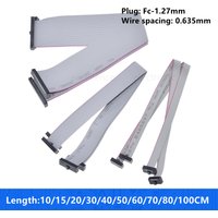 1PCS FC 1.27mm Gray Flat Ribbon Data Cable IDC Double Ends Same Direction FC-6/8/10/14/16/20/30/34/40P JTAG ISP Download Cable