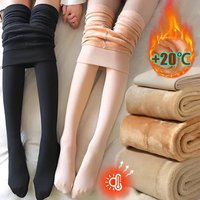 Thick Fleece Lined Tights Flesh Tone Winter Leggings Non-Slip Foot Design Warm All-in-One Thermal Pantyhose for Cold Weather