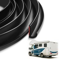 1/5/6M RV Rain Gutter Self-Adhesive Backing J-Shape Design Weather Stripping UV Resistant Silicone Rubber Roof Rain Diverter