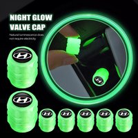4PCS Car Luminous Tire Valve Cap Fluorescent Night Glowing Decor For Hyundai Tucson IX35 I30 I20 Kona Coupe Veloster I40 Getz