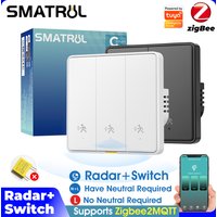 Tuya Motion Sensor Zigbee Smart Switch Human Presence MmWave Detection Zigbee2MQTT Wall Light Switch Work With Alexa Google Home