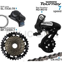 SHIMANO TOURNEY 3x6 3x7 Speed Groupset include SL-TX30 Shifters RD-M310 Rear Derailleur MF-TZ500 Cassette Sprocket CN-HG71 Chain