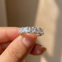 925 Sterling Silver Simple Style Square Zirconia Rings Women Versatile Fashion Accessories for Engagement Daily Wearable Jewelry
