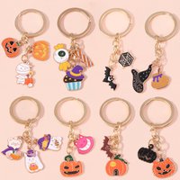 Cute Enamel Halloween Keychain Ghost Bat Pumpkin Keyring Pendants for Car Keyholder Handbag Decor DIY Halloween Jewelry Gifts