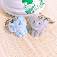 Resin Flocking Cartoon Cute Little Elephant Keychain Mobile Phone Decoration Diy Handmade Jewelry Small Pendant Plush Keyrings