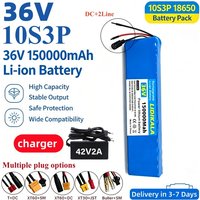 Neuer 36V 18650 Lithium-Akku mit 10S3P-Struktur, mehreren Ausgangsschnittstellen, Ersatzakku für Faltroller mit Ladegerät