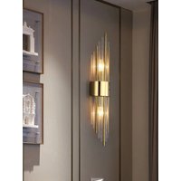Transparent Crystal Stainless Steel Art Wall Lamp Bedroom Bedside Light Living Room TV Wall Lamp Light Luxury Aisle Lighting