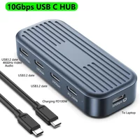 Koncentrator USB C 10 Gb/s z wyjściem wideo 4K@60 Hz USB3.2 Gen2 Monitor Transfer danych PD100W do laptopów MacBook iPad Pro Urządzenia typu C