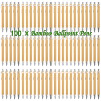 100Pcs Bamboo Wood Ballpoint Pen 1.0mm Bullet Tip Business Signature Ball Pen Office School Wrting Stationery HOT image 4