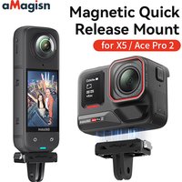 aMagisn Quick Release Mount for Insta360 X5 and Acepro2 ,Plastic Magnetic Base with 1/4 and 2-prong Adapter Accessories