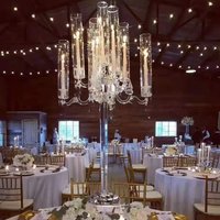 5pcs/10pcs Tall Modern Wedding Tall acrylic Tubes acrylic not Crystal Candelabra 5 Arms Table Centerpiece